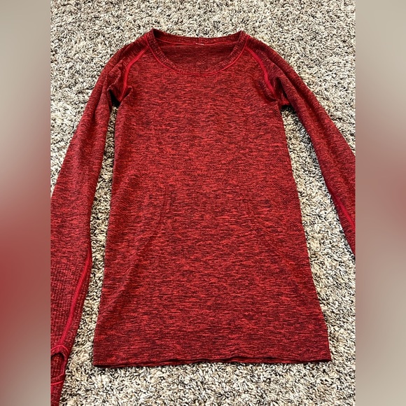 lululemon athletica Tops - Lululemon Swiftly Tech long sleeve heathered red black pullover shirt top, 2